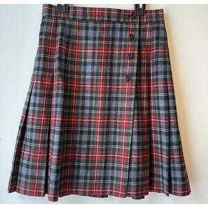 Vintage 90's Jacobson's Cortland Collection Wool Kilt Skirt 6P Gray Plaid Y2K